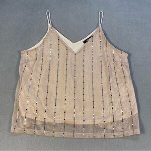 Sweet Rain Women’s Beige Sequin Camisole, lined, size L